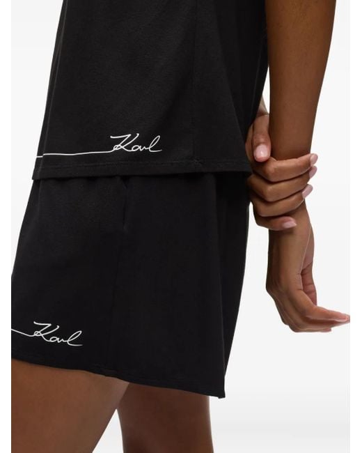 Karl Lagerfeld Black Logo-Detailing Pajamas
