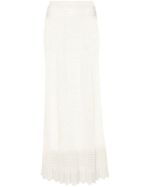Semicouture White Open-knit Maxi Skirt