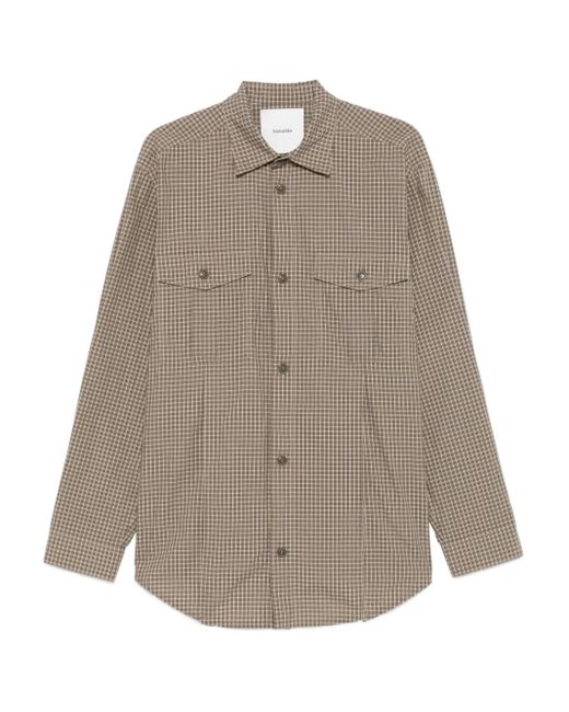 Nanushka Brown Checked Flap-Pocket Shirt for men