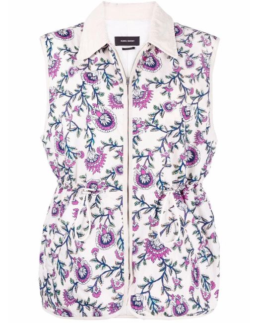 Isabel Marant White Floral-Print Gilet