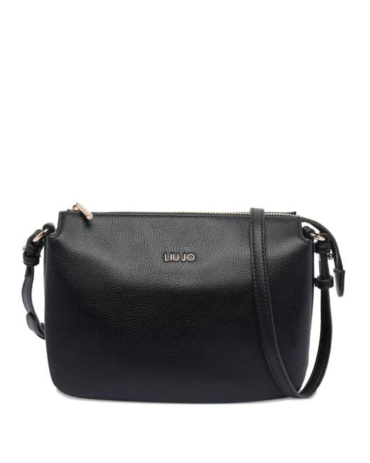 Liu Jo Black Logo-Plaque Zip-Closure Crossbody Bag