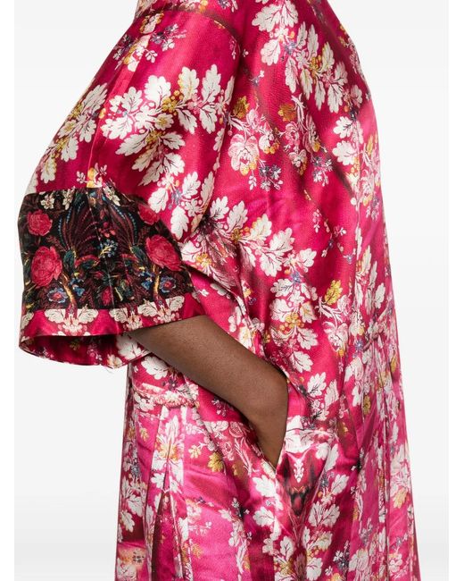 Pierre Louis Mascia Pink Floral V-Neck Maxi Dress
