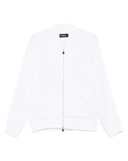Kiton White Linen Bomber Jacket for men
