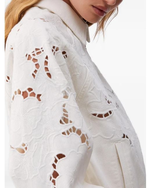 Liu Jo White Openwork Embroidered Bomber Jacket