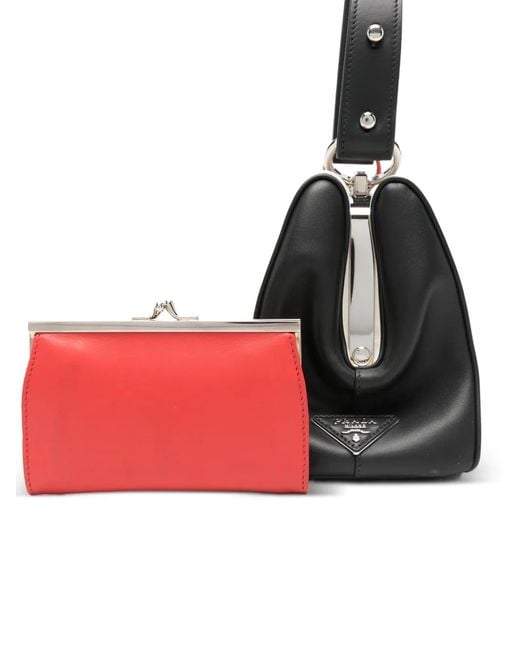Prada Red Studded-Detail Tote Bag