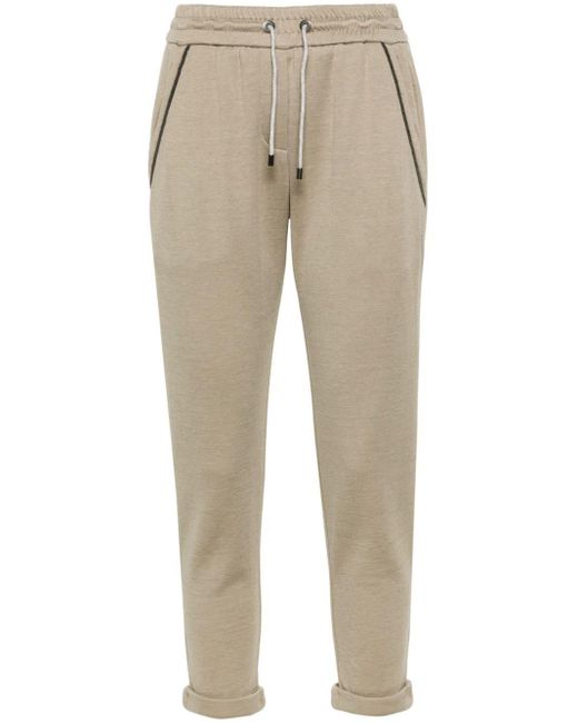 Brunello Cucinelli Natural Drawstring Jersey Track Pants