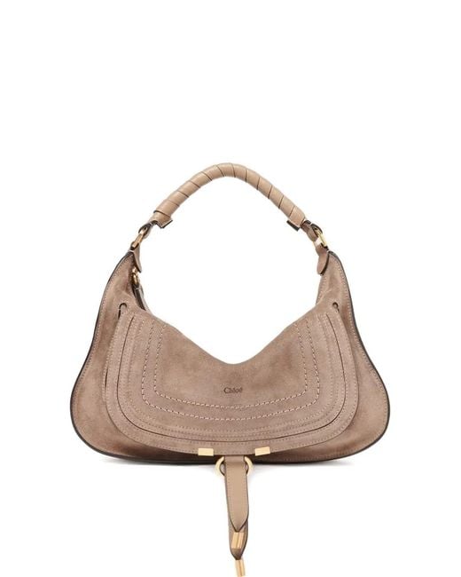 Chloé Brown Small Marcie Suede Shoulder Bag