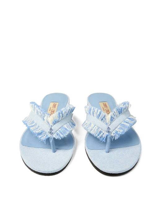 Jimmy Choo White Bay Flat Fringed Sandals