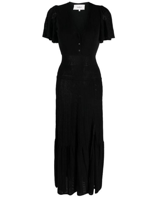 Ba&sh Black Avana Knitted Midi Dress