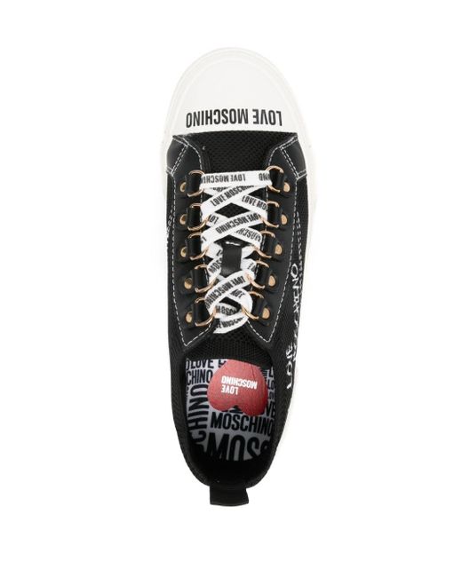 Love Moschino Black Logo-embroidered Knitted Sneakers