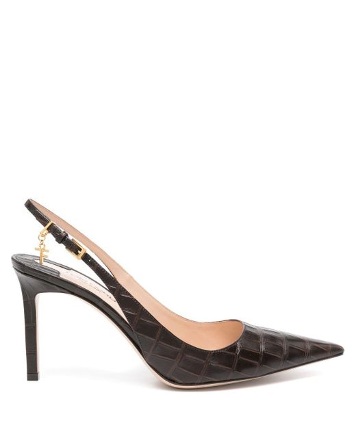 Tom Ford Metallic Angelina 85 Leather Pumps