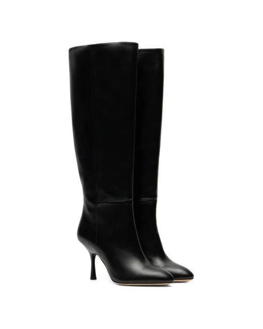 Stuart Weitzman Black Madison Almond-Toe Boots