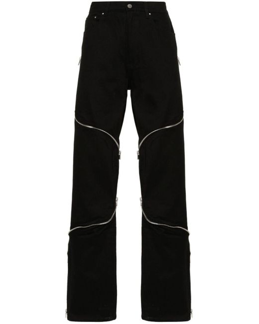 HELIOT EMIL Black Rutile Zip-detail Tapered Jeans for men