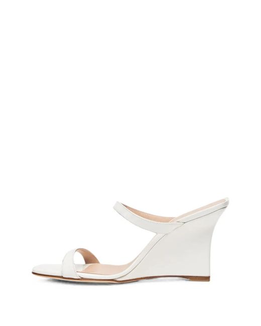 Stuart Weitzman White Vinnie Patent Wedge Sandals
