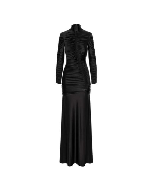 Murmur Black Long-Sleeve Ruched Dress