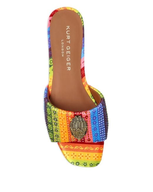 Sandali Con Suola Piatta E Placca Logo di Kurt Geiger in Blue