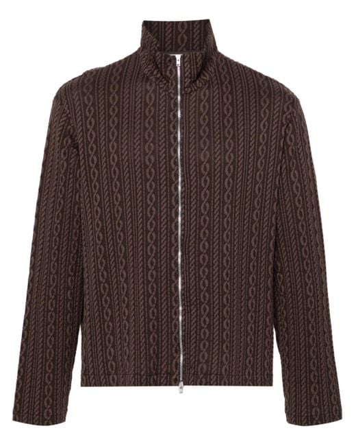 Our Legacy Brown Shrunken Cable-knit Cardigan for men