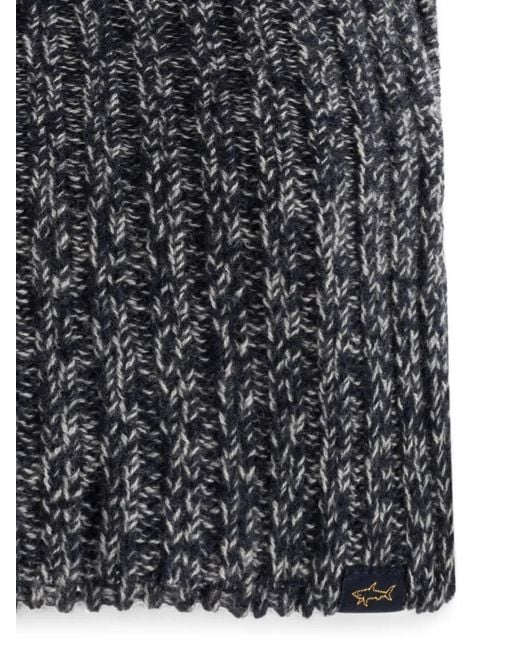 Paul & Shark Black Logo-Patch Scarf
