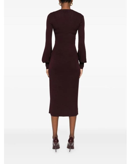 Vestido con cuello en V Elisabetta Franchi de color Purple