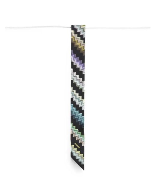 Missoni White Zigzag Skinny Scarf