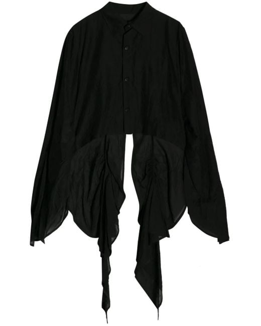 Yohji Yamamoto Black Asymmetric Cotton-Silk Shirt