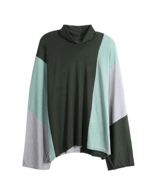Kiko Kostadinov Green Colour-Block Funnel-Neck Sweater for men