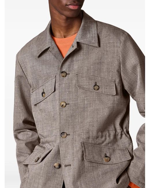 Paul Smith Gray Buttoned Flap-Pocket Jacket for men
