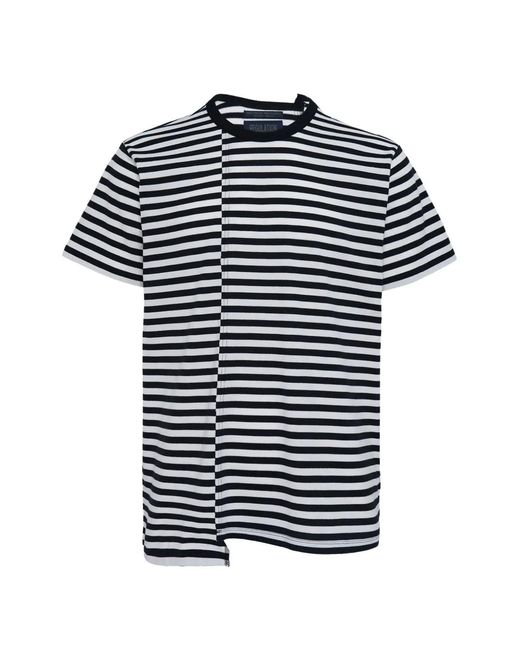 Yohji Yamamoto Black Paneled Striped Short-Sleeve T-Shirt for men