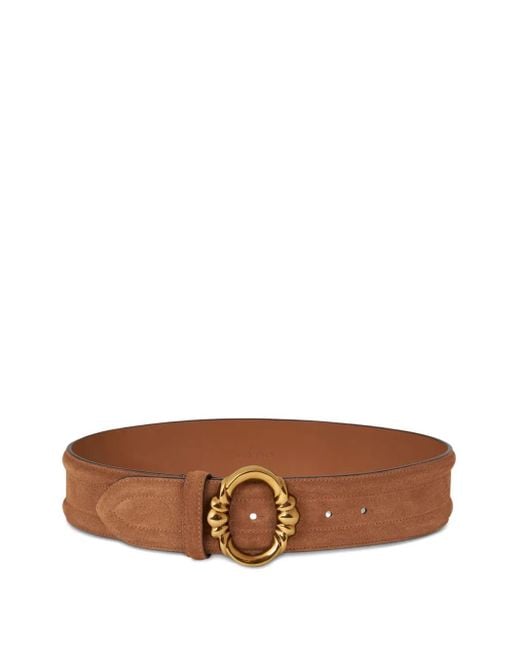Etro Brown Oval-Buckle Suede Belt
