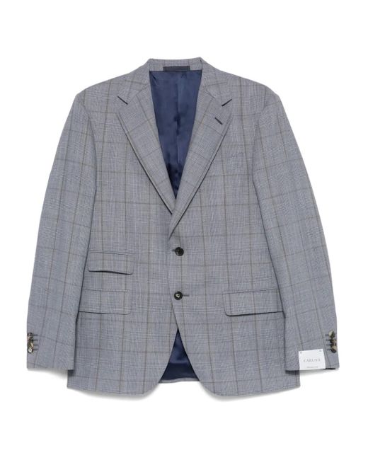 Caruso Blue Checked Blazer for men