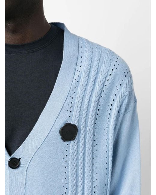 Viktor & Rolf Blue Cable-Knit V-Neck Cardigan for men