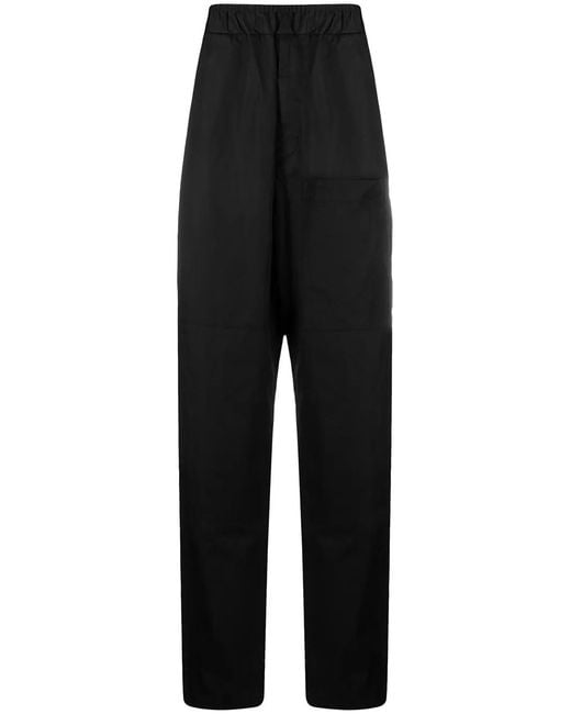 Jil Sander Black Elasticated Waist Wide-Leg Trousers for men