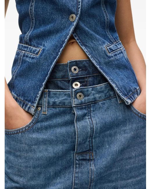 Karl Lagerfeld Blue Double-Waist Denim Mini Skirt