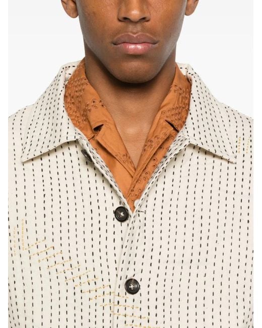 Chaqueta con bordado kantha Kartik Research de hombre de color White