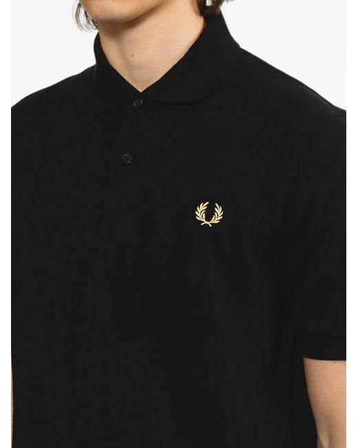 Fred Perry Black Logo-Embroidered Polo Shirt for men