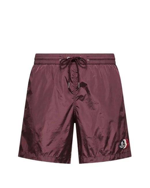Moncler Purple Logo-Patch Swim Shorts for men