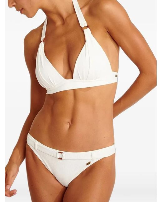 Banana Moon White Maho Santafe Ring-Detail Bikini Top