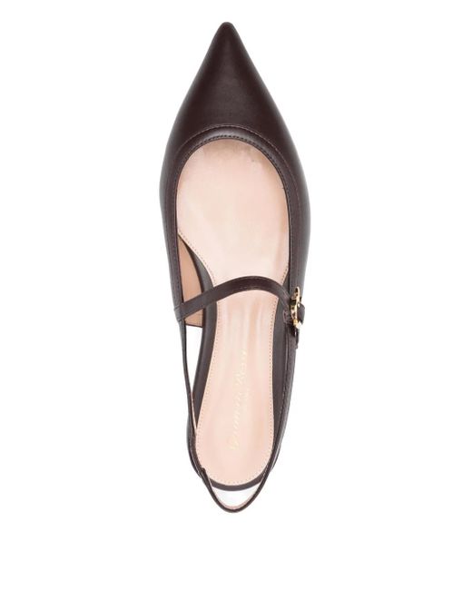 Gianvito Rossi White Spitze Ballerinas mit Schnallenriemen