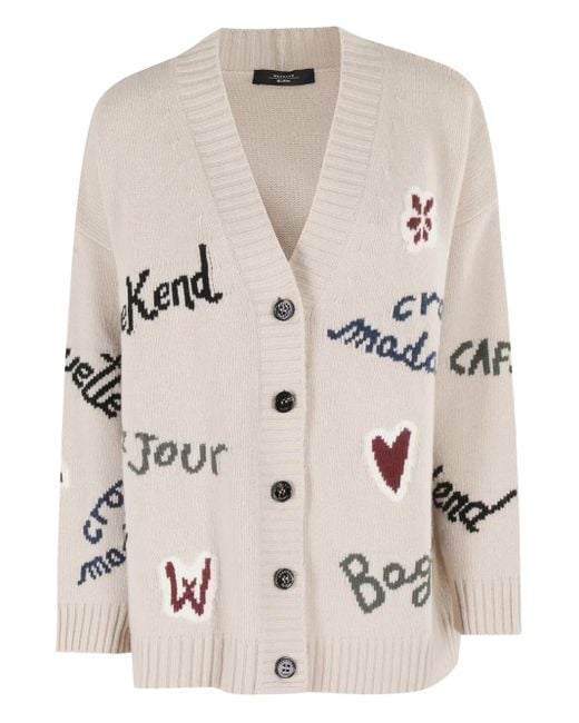 Weekend by Maxmara Natural Lettering-Embellishment Cardigan