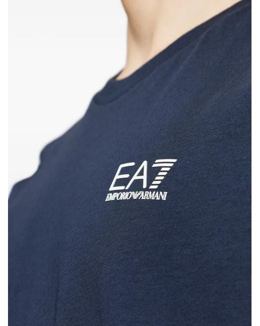 EA7 Blue Logo-Print T-Shirt for men