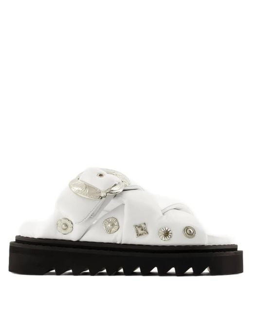 Sandali Slides Con Borchie di Toga in White