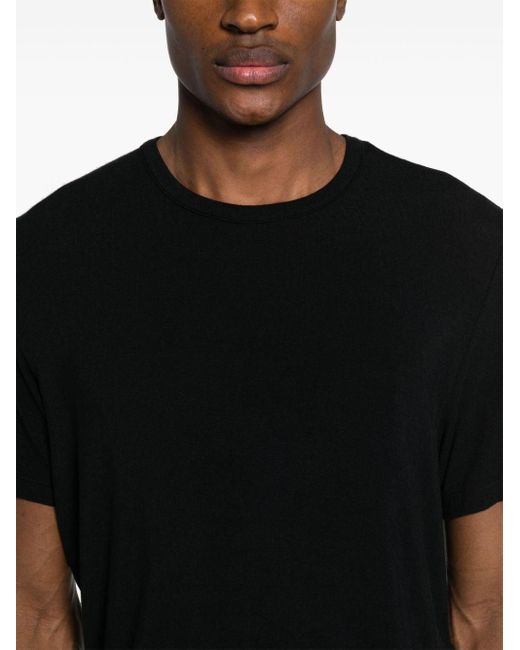 Saint Laurent Geripptes T-Shirt mit rundem Ausschnitt in Black für Herren