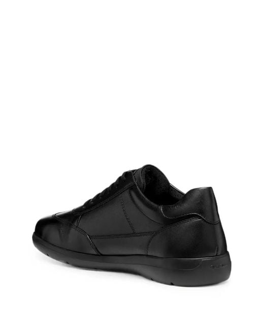 Geox Black Panelled Lace-Up Sneakers for men