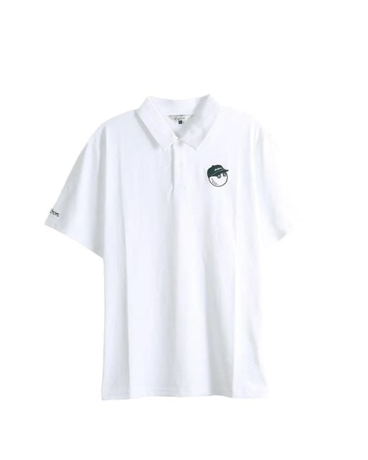 Malbon Golf White Logo-Embroidered Polo Shirt for men