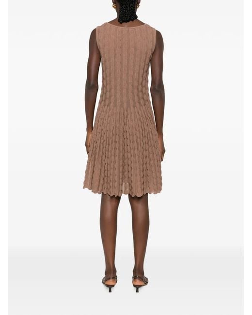 Antonino Valenti Brown Textured-Knit Sleeveless Mini Dress