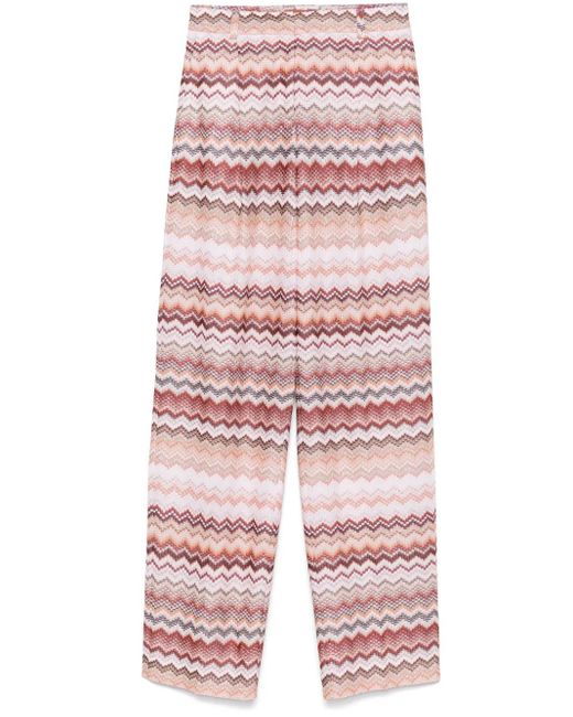 Missoni ジグザグ ラメ パンツ Red