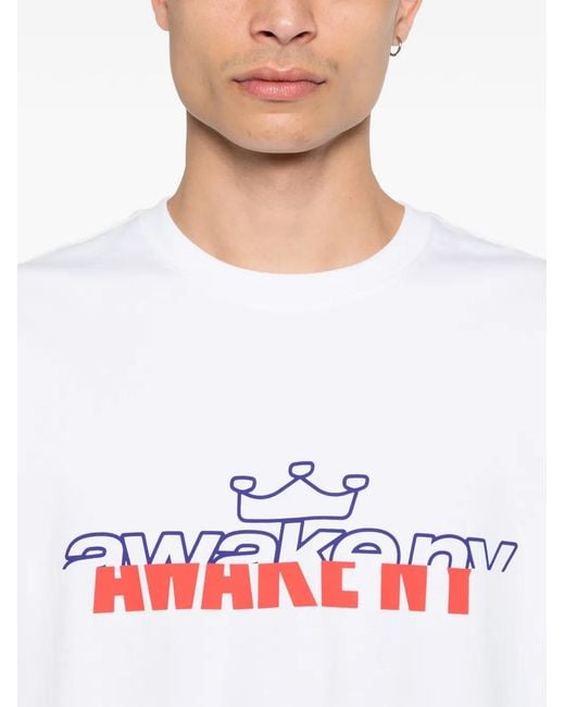 AWAKE NY White Headcrack Champs Logo T-Shirt for men