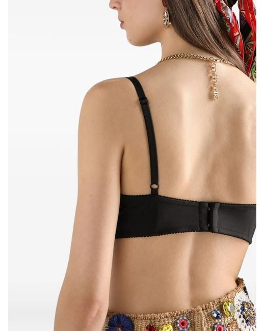Dolce & Gabbana Natural Raffia Top With Embroidery