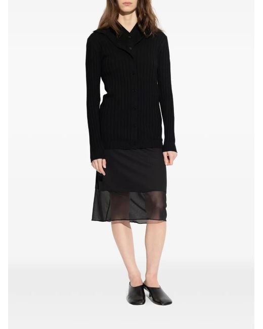 IRO Black Ribbed Buttoned Cardigan