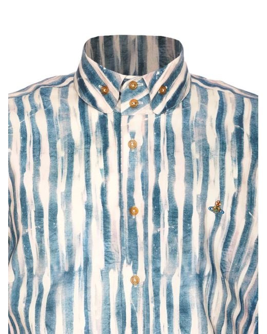 Vivienne Westwood Blue Orb-Logo Shirt for men